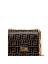 FENDI Small Kan U FF Pattern Shoulder Bag Black at Farfetch
